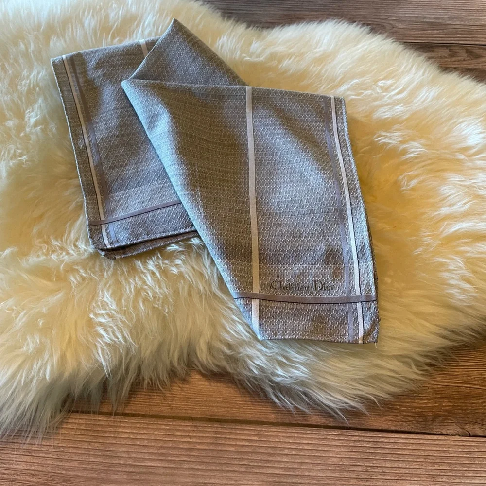 Vintage Christian Dior Gray and White Textured Scarf